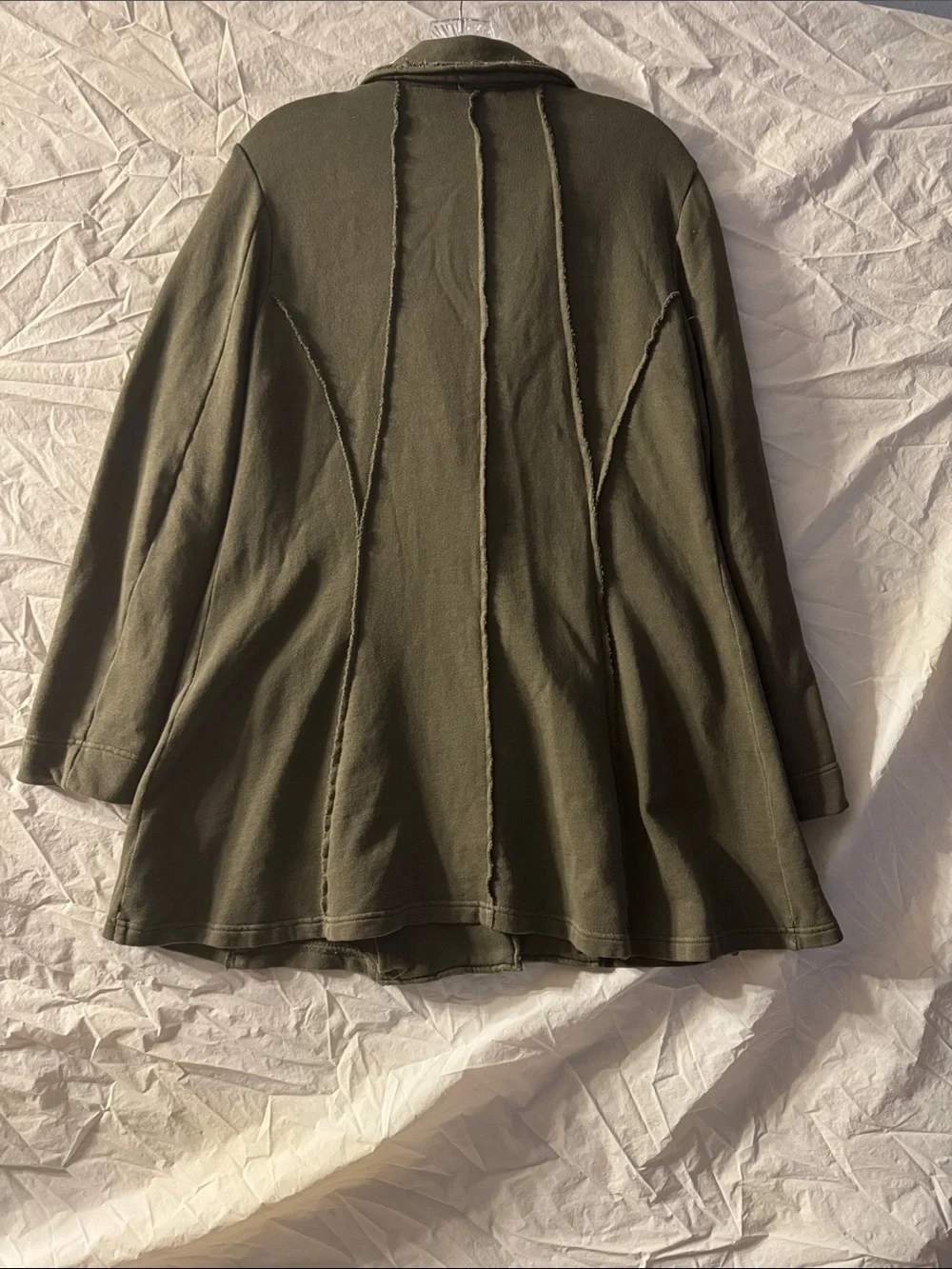 Free People Olive Green Long Distressed Blazer Jacket